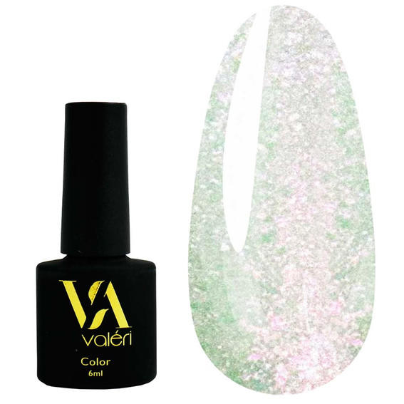 Gel polish VALERI Color № 026 white chameleon with glitter 6 ml (VA26) - Фото №1
