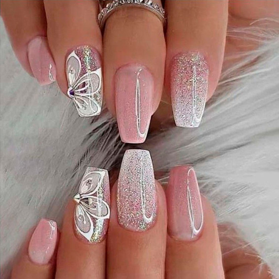 Manicure with flowers (With Shimmer)