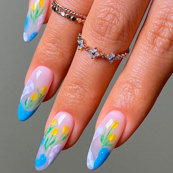 Маникюр с цветами (На Длинные Ногти)