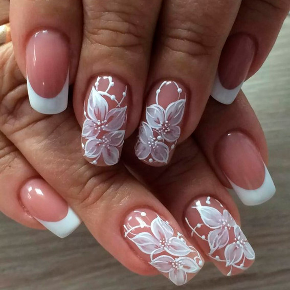 Manicure with flowers (Wedding Design)