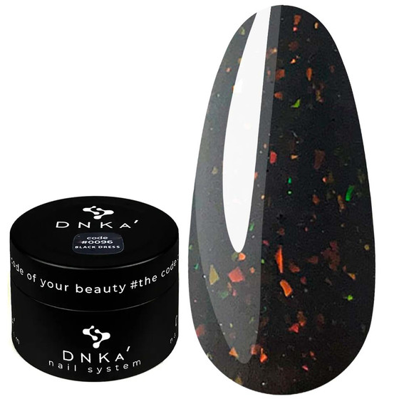 База DNKa Cover Base №0096 Black Dress черный с поталью 30 мл (DNKA0096-30) - Фото №1