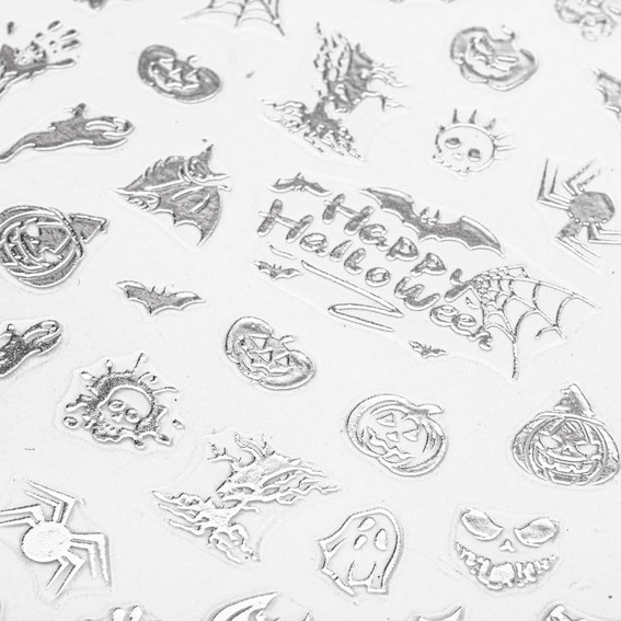 Nail stickers thin self-adhesive Halloween MS-C301 silver - Фото №2