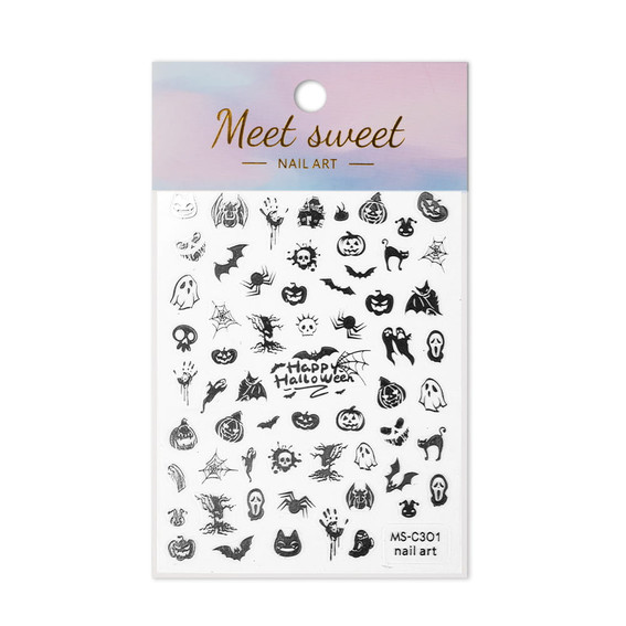 Nail stickers thin self-adhesive Halloween MS-C301 silver - Фото №3