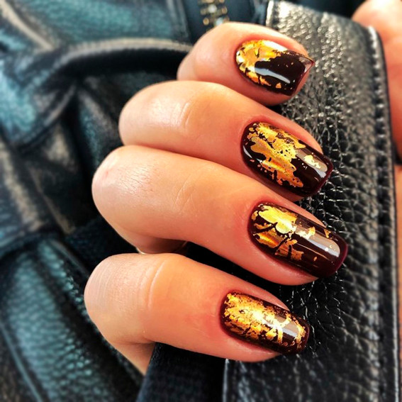 Autumn Nail Art (Copper Foil)