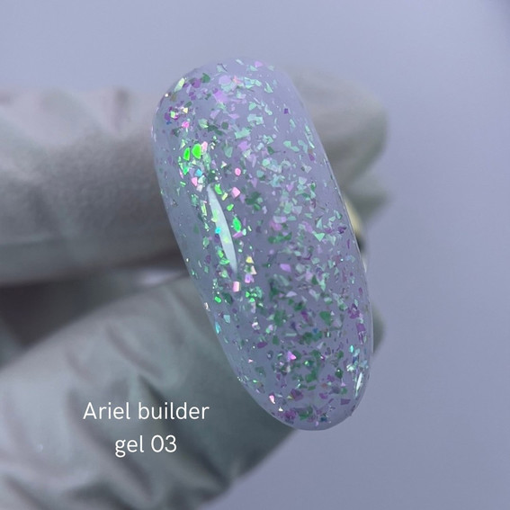 NAILSOFTHENIGHT Ariel Builder gel 03 with multi-colored yucca flakes 15 ml - Фото №3