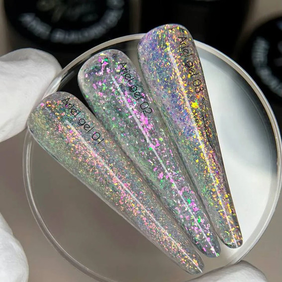 Гель NAILSOFTHENIGHT Ariel Builder gel 02 с разноцветными хлопьями юкки 15 мл - Фото №4