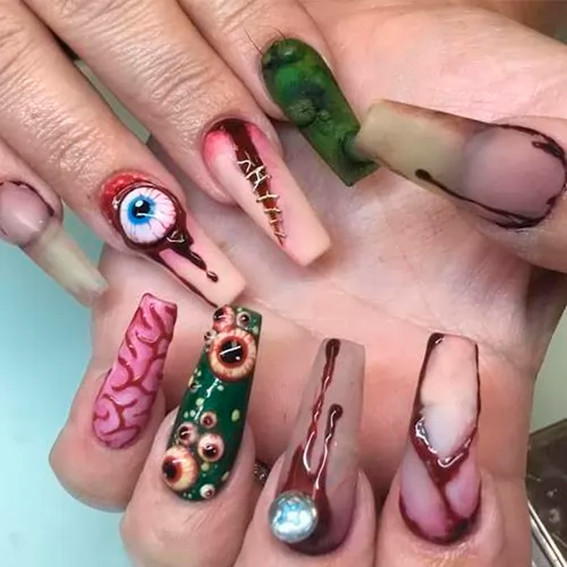 Маникюр на Хэллоуин (3D элементы)