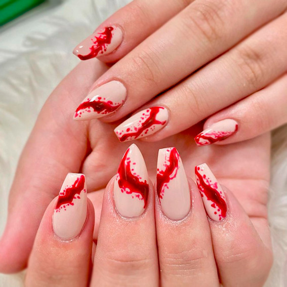 Manicure na Halloween (Rozpryski Krwi)