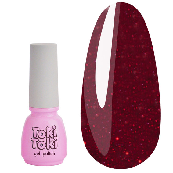 Gel polish Toki-Toki № 044 cherry with glitter 5 ml - Фото №1