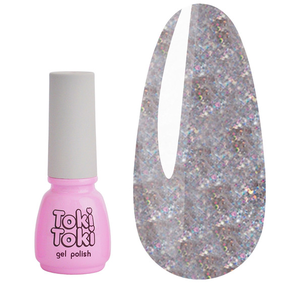 Gel polish Toki-Toki № 069 silver fine holographic glitter 5 ml - Фото №1
