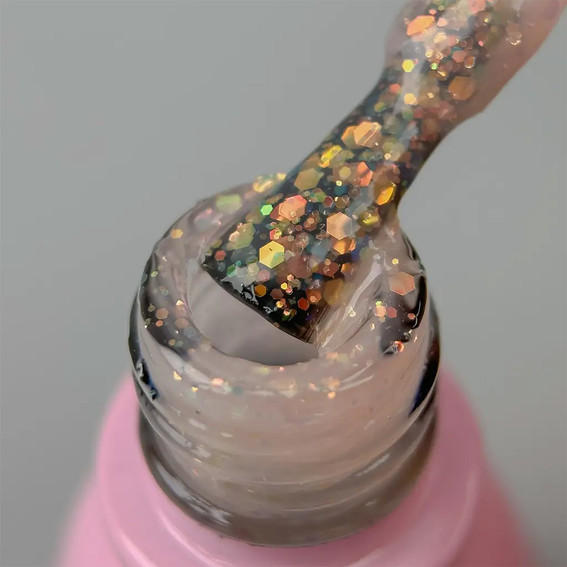 Гель-лак Toki-Toki Unicorn UN03 полупрозрачный бежевый с блестками 5 мл - Фото №2