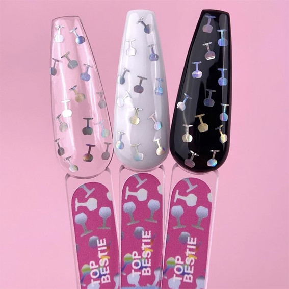 Top LUNA Bestie ohne Klebeschicht transparent, silber holografisch 13 ml (300-3924) - Фото №4