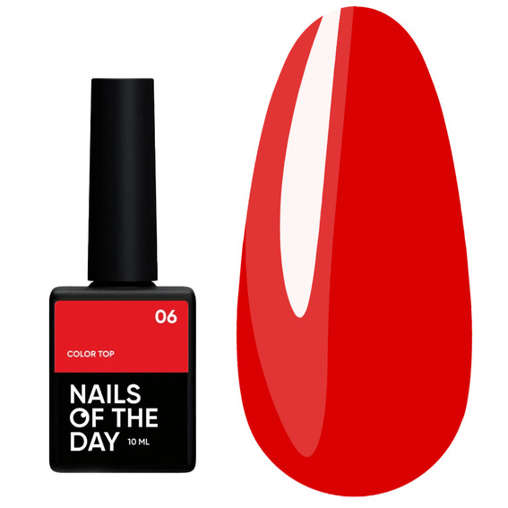 Top NAILSOFTHEDAY Color Top 06 ohne Klebeschicht klassisches sattes Rot 10 ml - Фото №1