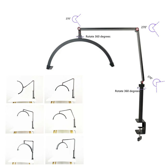Half-moon lamp MASTER with clamp shadowless LED 400*200*40 mm 20W black - Фото №4