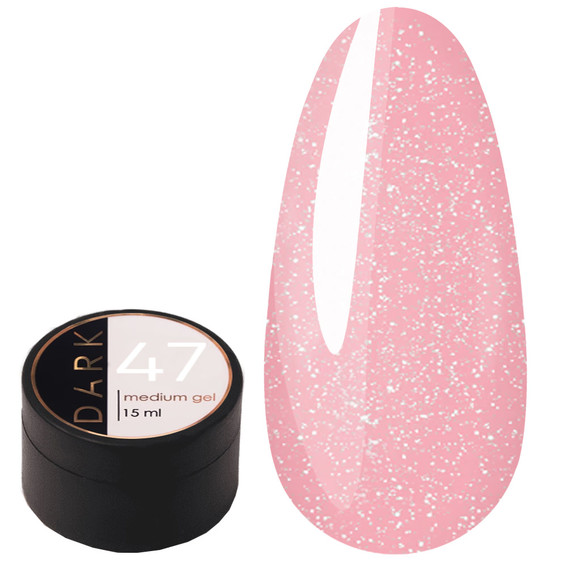 Гель для наращивания DARK Medium Gel №47 розовый с шиммером 15 мл - Фото №1