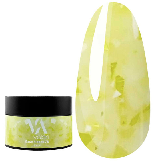 Base VALERI French Base №78 gelb mit facettenreichen Flocken 30 ml - Фото №1