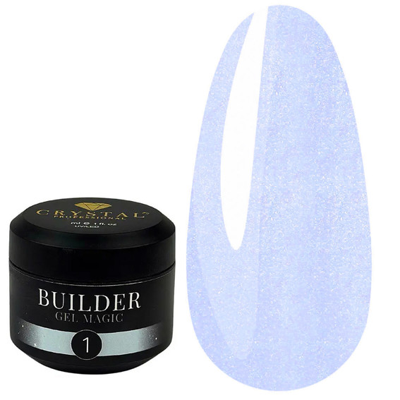 Gel for extension Crystal Builder Gel Magic №1 soft blue with shimmer 15 ml - Фото №1