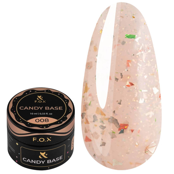 База F.O.X Candy Base 008 персиковый с блестками и золотой поталью 10 мл - Фото №1