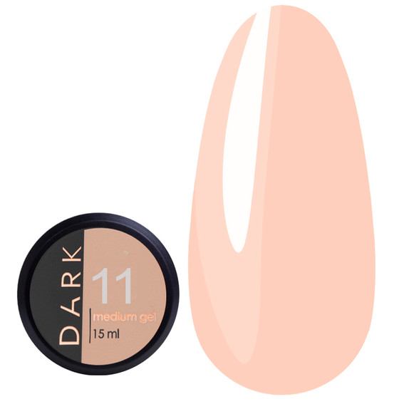 Гель для наращивания DARK Medium Gel №11 нежный розово-персиковый 15 мл - Фото №1