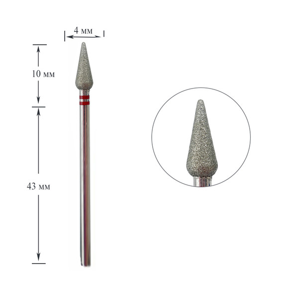 Diamond cutter Touch drop red 4.0 mm - Фото №1