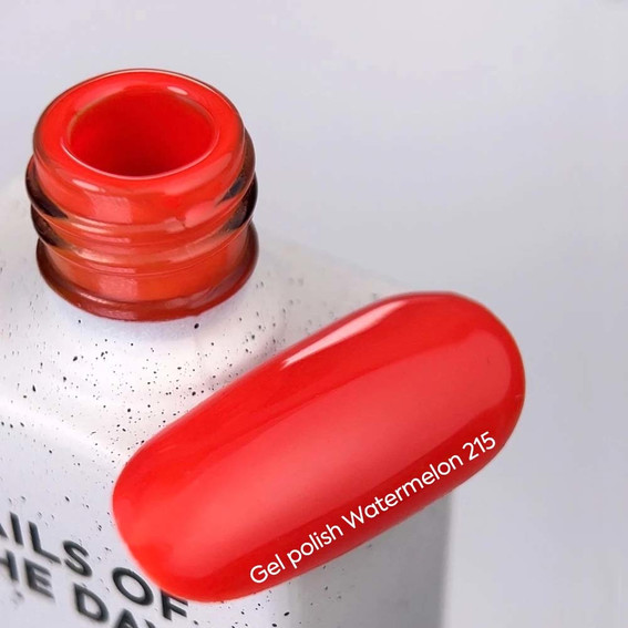Gel polish NAILSOFTHEDAY Watermelon 215 neon coral red 10 ml - Фото №2
