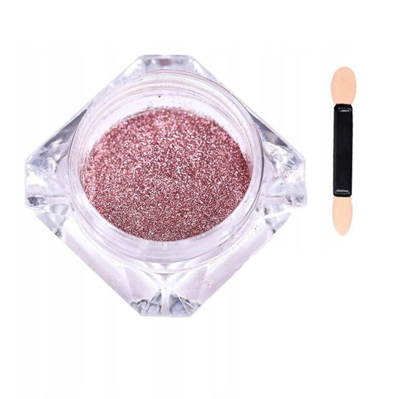 Rub for nails with brush MANY BEAUTY chrome effect | mirror pink - Фото №2