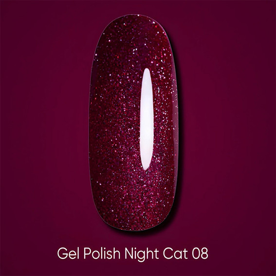 Dark Night Cat 08 Reflektierender Katzenaugen-Kirsch-Gel-Nagellack, 6 ml - Фото №2
