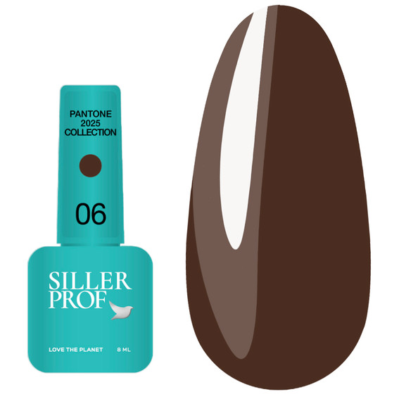 Gel polish SILLER Pantone 06 dark brown 8 ml (NF-00022213) - Фото №1