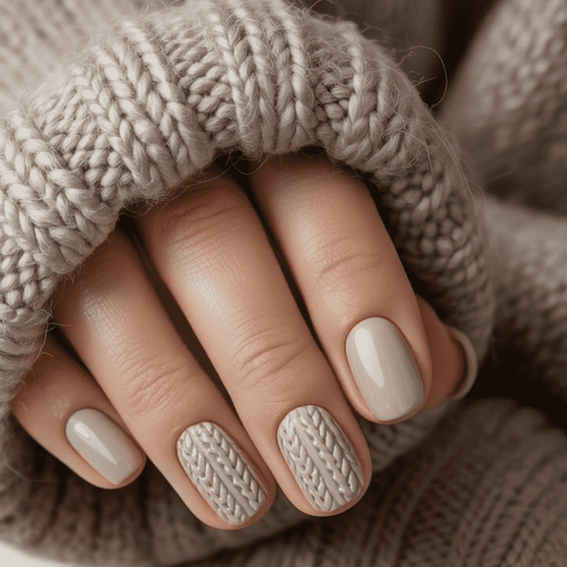 Beige nails (sweater design)