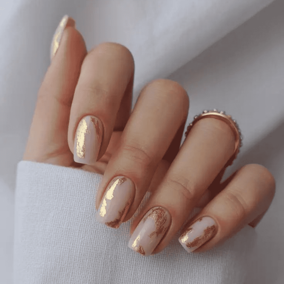 Beige nails (with foil)