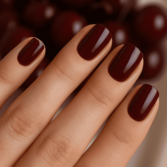 Dunkelrote Maniküre (einfarbig)