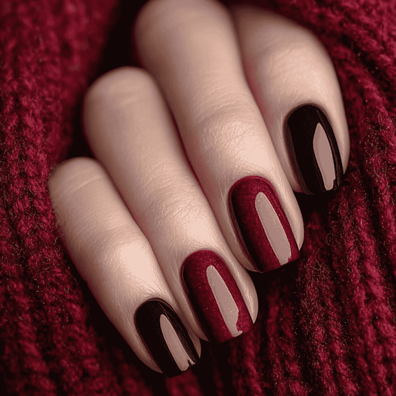 Dark Red Nails (with black)