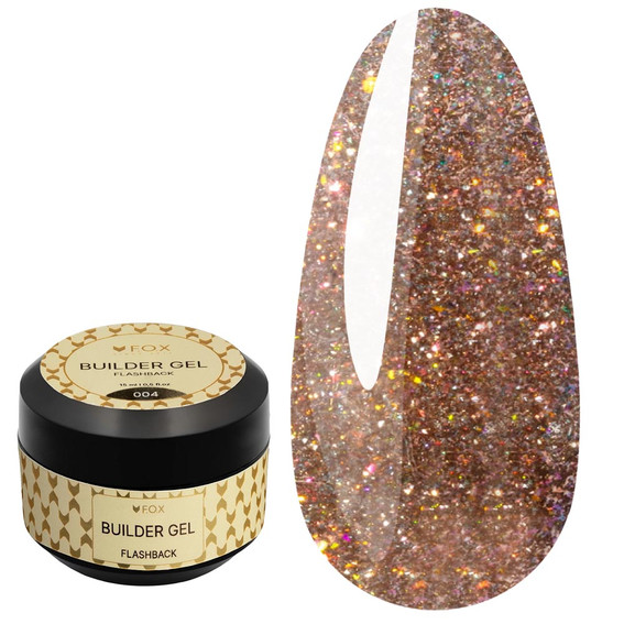 Gel for extensions F.O.X Builder gel Flashback 004 warm brown-bronze 15 ml - Фото №1