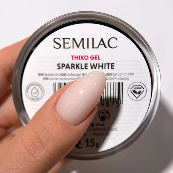 Гель для наращивания Semilac Thixo Gel Sparkle White 15 г - Фото №2