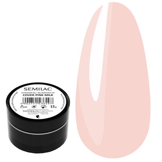Gel for extensions Semilac Builder Gel Cover Pink Milk 15 g - Фото №1