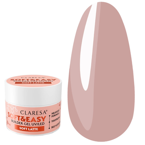 Nagelverlängerungsgel CLARESA SOFT&EASY SOFT LATTE 45G - Фото №1