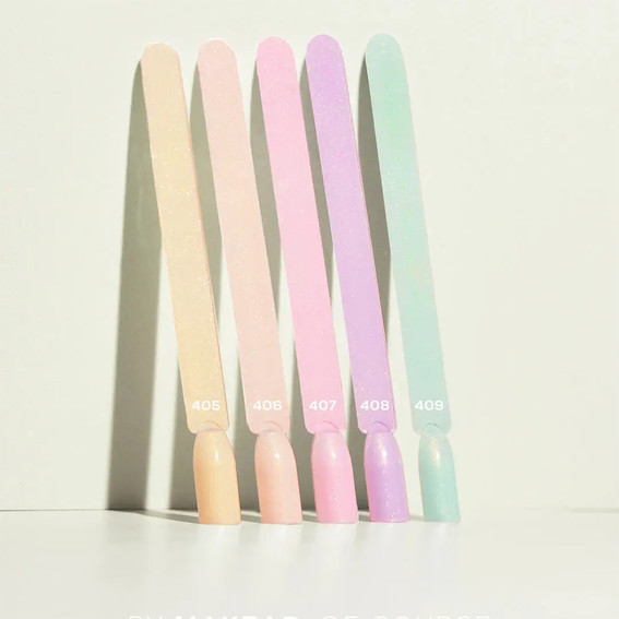 Gel polish MAKEAR Pastel Princess 408 violet with shimmer 8 ml - Фото №4