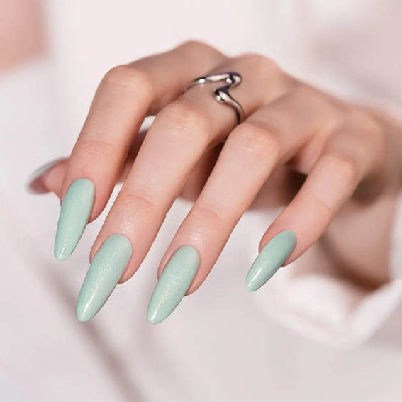 Gel polish MAKEAR Pastel Princess 409 turquoise with shimmer 8 ml - Фото №3