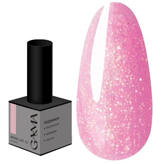 Gel-Nagellack GA&MA Mono Lac 013 einphasig rosa mit Glitzer 6 ml (7703107) - Фото №1