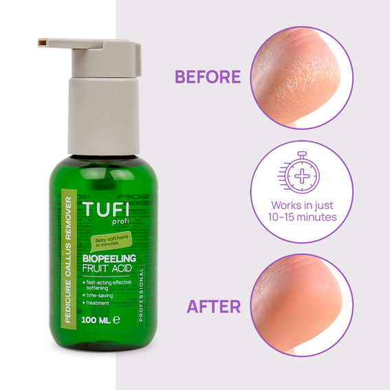 TUFI Profi BioPeeling Fruchtsäure-Hornhautentferner für weiche Füße, 100 ml (0330978) - Фото №3