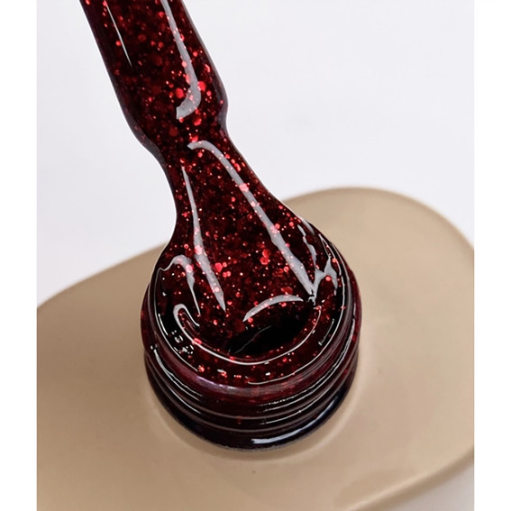 Gel-Nagellack DARK Neue Kollektion 111 Rot mit Glitzer, 6 ml - Фото №2