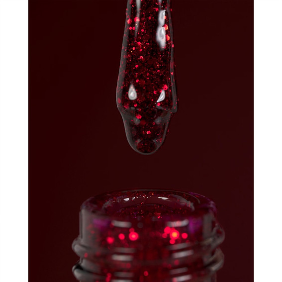 Gel-Nagellack DARK Neue Kollektion 111 Rot mit Glitzer, 6 ml - Фото №3