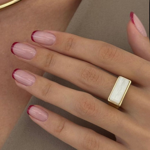 Herbstliche French Manicure in Weintönen