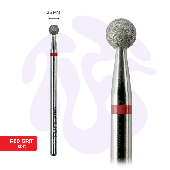 TUFI profi Diamantkugel-Nagelfräser, 3,5 mm, rote Kerbe (0328399) - Фото №2