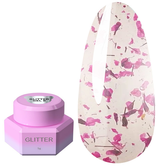 YOUARECUTE Glitzergel 8 mit rosa Trockenblumen, 5 ml (469-5114-1449) - Фото №1