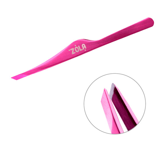 ZOLA Professionelle, abgewinkelte Augenbrauenpinzette, PINK - Фото №1